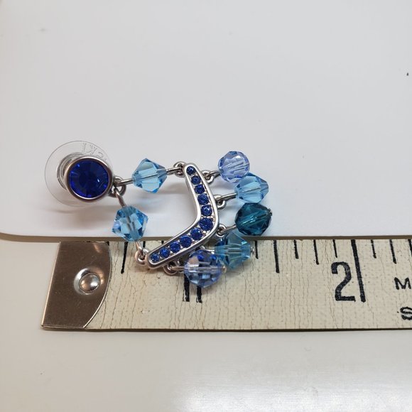 Swarovski Crystal Blue Chandelier Dangle Drop Silver Post Earrings - Picture 12 of 12
